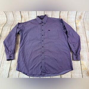 Mens Cinch Western Cowboy Purple Pattern Button Down Shirt Size Large Cotton